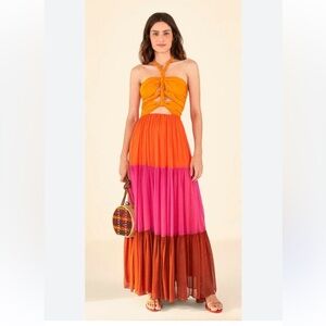FARM Rio Color Blocking warm Multicolor Maxi Dress